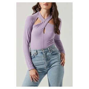 ASTR • Cutout Bodysuit in Purple